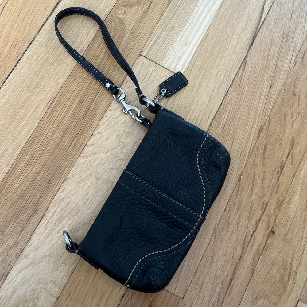 Coach Pebbled Leather Wristlet Mini Bag